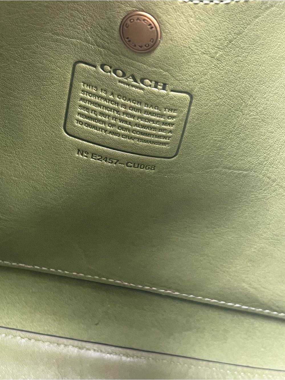Coach Dark Lime Green Brooklyn 28 Leather Bag - Picture 5 of 5